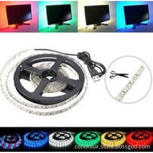 5V USB flexible strip light for TV,closet backlighting tape light with 0.5M/1M/2M remote controller